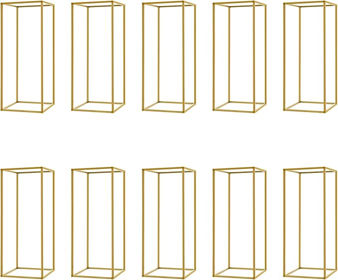 23.6Inch 10 Pcs Column Vases Gold Centerpieces, Tall Centerpiece Stands Metal Flower Stands Gold Wedding Centerpieces Vase for Table Party Wedding Decorations Flower Rack