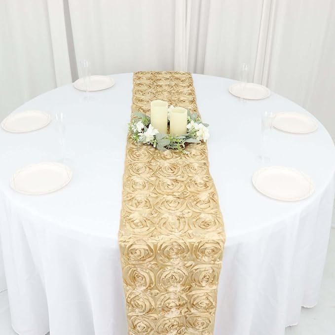 Efavormart Wonderland Rosette Premium Table Runners for Weddings Party Banquets Decor Fit Rectangle and Round Table - Champagne