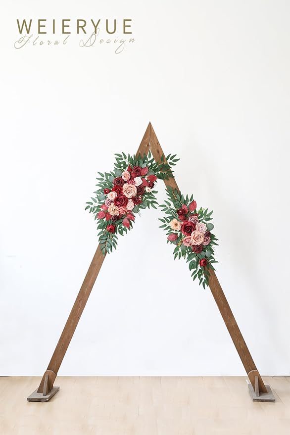 Artificial Wedding Arch Flowers Kit(Pack of 2) for Wedding Arch, Bridal Shower, Ceremony and Reception Backdrop Decoration (Cream red)