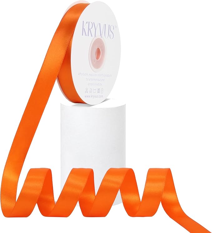 Premium Orange Polyester Satin Ribbon, Double Faced 7/8 Inch X 25 Yards, Perfect for Gift Wrapping, Crafts, Wedding Decor, Birthdays, Holidays