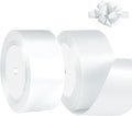 White Satin Ribbon 1-1/2 Inch x 2 Rolls White Wide Satin Fabric Ribbon for Gift Packaging, Christmas, Wedding, Flower Bouquet, Holiday Party, Invitation