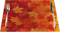 PVC Placemats Set of 1 Wipeable Table Mats Washable Heat Resistant Non Slip Vinyl Dining Table Mat for Kitchen Indoor Outdoor Patio Farmhouse Place Mats Orange Thanksgiving Maple Decorative