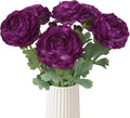 Ranunculus Artificial Flowers,6PCS Real Touch Flowers Bulk Purple Ranunculus Faux Flowers for DIY Wedding Bouquet Party Table Home Decor(Purple)