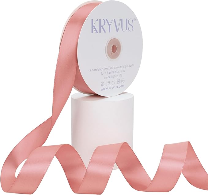 Rose Gold Satin Ribbon, Double Faced 1 Inch X 50 Yards Rose Gold Ribbon, Premium Satin Ribbon for Gift Wrapping, Crafts, Hair Bow Making, Sewing, Flower Bouquet, Wedding Party Decor
