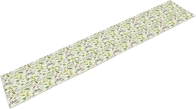 Wildflower Table Runner, Watercolor Green Botanical Flowers Vintage Bohemian Design Table Runner for Kitchen Dining Home Party Home Decor , 13x36 Inch