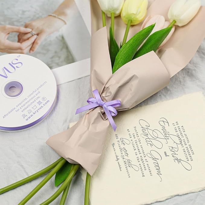 Lilac Satin Ribbon, Double Faced 1/4 Inch X 50 Yards, Premium Polyester Satin Ribbon for Gift Wrapping, Crafts, Wedding Decor