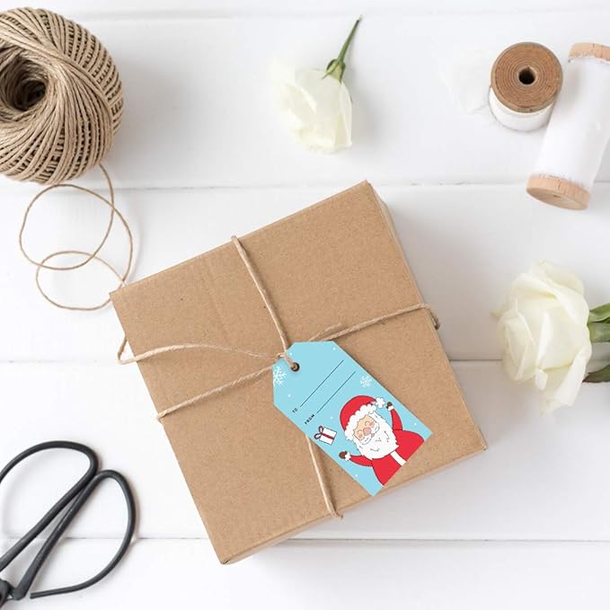 Andaz Press Christmas Holiday Season Classic Gift Tags, Merry Christmas to from Classic Favor Tags, Happy Santa Claus Design, for Holiday Events, Parties, and Favors, 60-Pack
