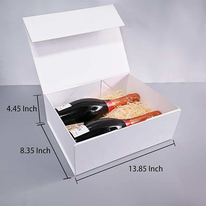 LIFELUM Green Gift Box 14"x8.5"x4.5" Christmas Gift Boxes with Lids for Presents for Anniversary Wedding Proposal Birthday Gift boxes with Shredded Filler Card Ribbon