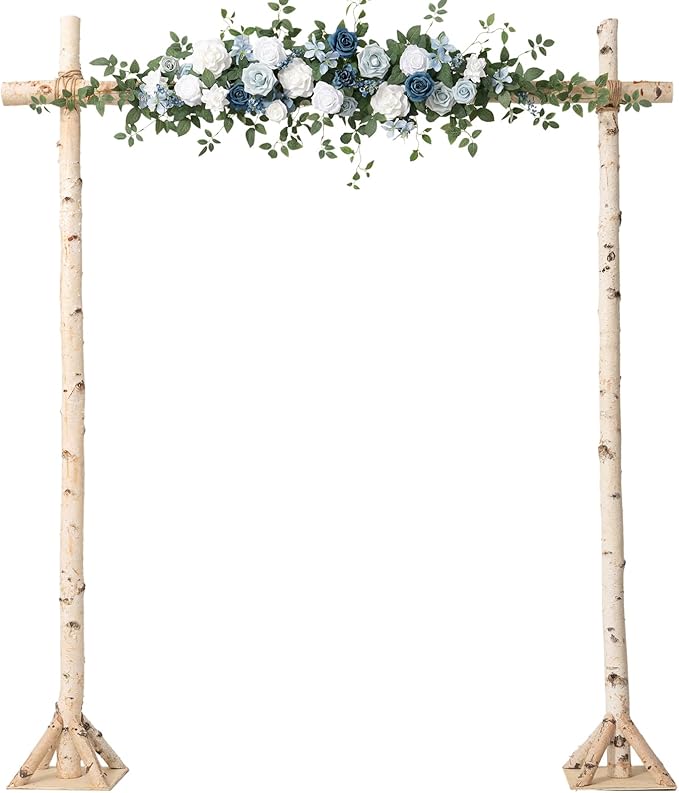 Ling's moment Wedding Arch Flowers - 6.5FT Floral Garland for Ceremony Arbor Backdrop Decoration - Artificial Rose Floral Swag for Sweetheart Table Birthday Party, Baby Shower, Dusty Blue Navy