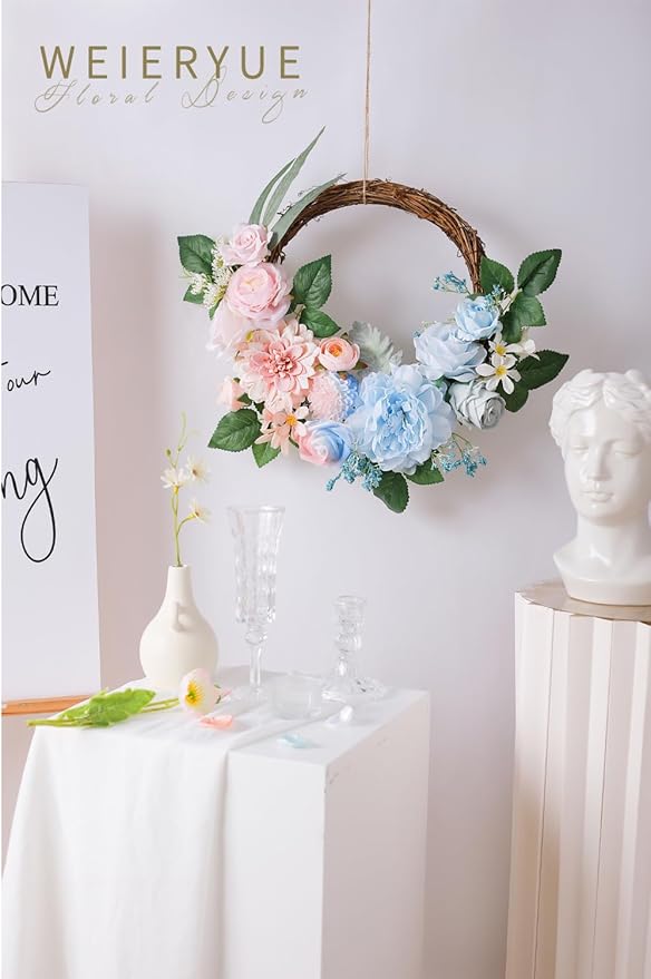 Pastel Artificial Flowers Combo Box Wedding Decor,Fake Flowers,Flowers for Decoration,Silk Flowers for Home Decor Indoor,Cake Flowers,Faux Flowers for Crafts