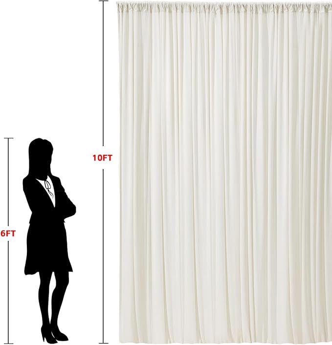 20x10ft Wrinkle Free Ivory Backdrop Curtain for Parties Soft Fabric Drapes Wedding Ivory Curtain Backdrop for Birthday Party Decorations Background for Photography 5x10ft,4 Panels