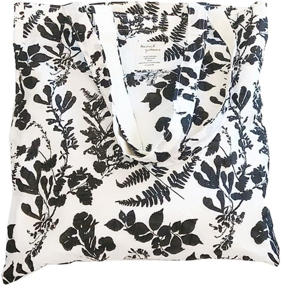 Cotton Canvas Tote Bag Reusable Soft Grocery Cloth Bag Floral Shoulder Bag for Beach Travel Shopping