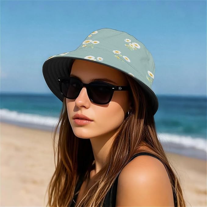 Bucket Hat for Women Men Unisex Sun Cap Packable Outdoor Fisherman Hat Headwear,Reversible Double-Side-Wear