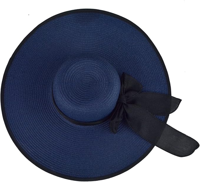 DRESHOW Beach Hats for Women Big Straw Wide Brim Summer Hat Floppy Foldable Roll up Cap Sun Hat UPF 50+