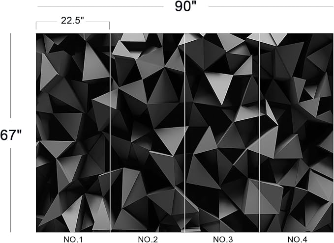 Cliouar-Black Triangle Background Mural Wallpaper Peel and Stick 90" x 67"