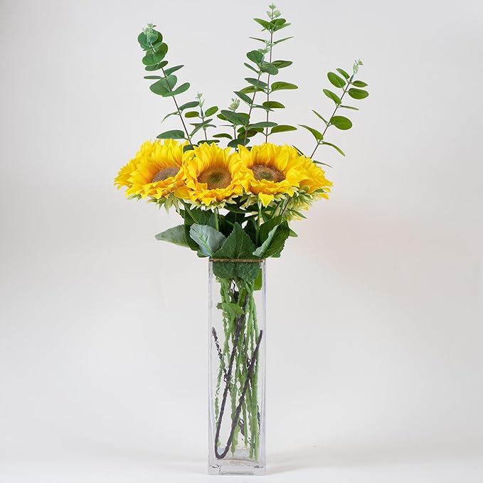Sunflowers Artificial Flowers with Golden Yellow Long Stem Artificial Flower 10 Pcs for Home Decoration,Wedding Arrangement, Sunday Flower Arrangement(Golden Yellow)