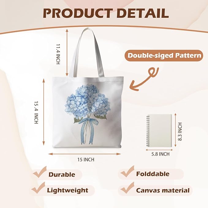 Floral Tote Bag, Floral Bag for Women, Reusable Grocery Bags Shopping Bags