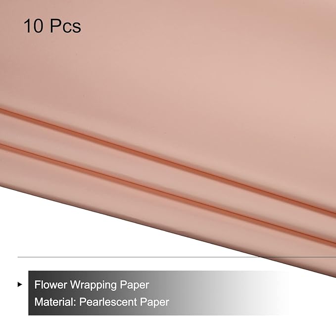 MECCANIXITY 10 Pcs Flower Wrapping Paper 22.8x22.8 Inch Waterproof Florists Wrapping Paper for Florist Bouquet Supplies, DIY Crafts, Gift/Gift Box Packaging Light Red