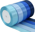 TONIFUL 1 Inch x 125 Yards 5 Colors Satin Ribbon Rolls, Mixed Blue Color Set Fabric Ribbon for Gift Wrapping Embellish Wedding Birthday Party Decoration Bow Making Floral Craft Sewing（Blue）