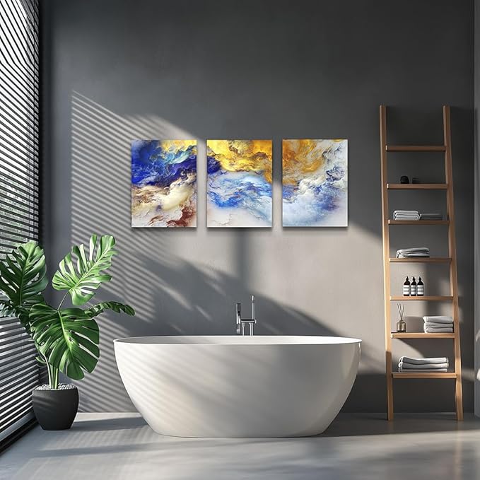 Abstract Wall Art for Living Room Bedroom Decoration Office Wall Decor Wall Artworks 3 piece Bathroom decor Giclee posters Abstract Watercolor painting Canvas Prints Pictures modern Home decor Art