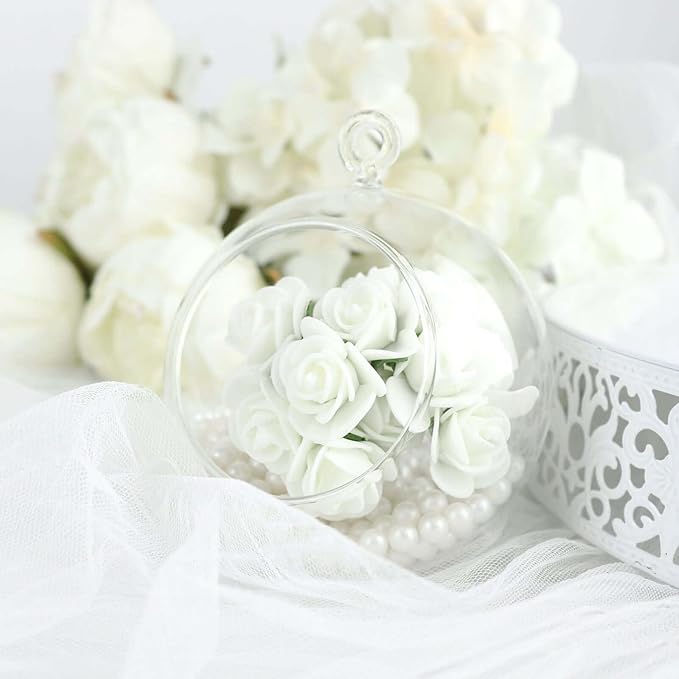 Efavormart 48 Roses | 4" Tall Ivory Real Touch Artificial DIY Foam Rose Flowers with Stem, Craft Rose Buds