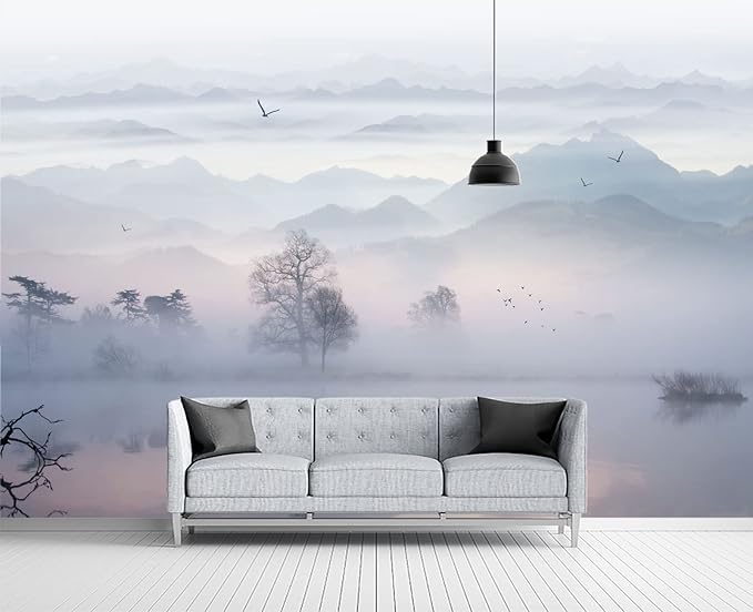 Misty Mountain Forest Wall Mural Wallpaper for Bedroom 178" x 117"