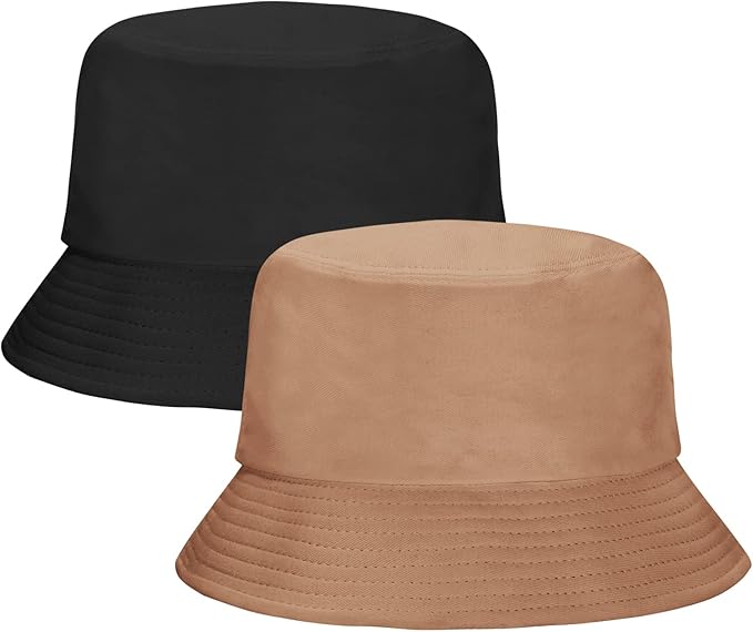 Rosoz 1 & 2 Pack Bucket Hat for Women Men Summer Travel Beach Sun Hat Outdoor Cap Unisex Bucket Hats