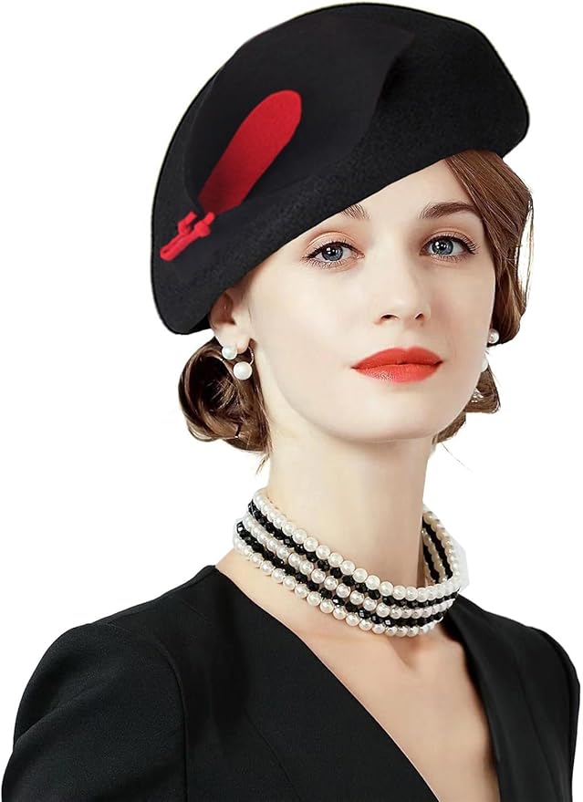 ORIDOOR Women Vintage 100% Wool Felt Flowers Bucket Cloche Bowler Hat Church Wedding Beret Hat