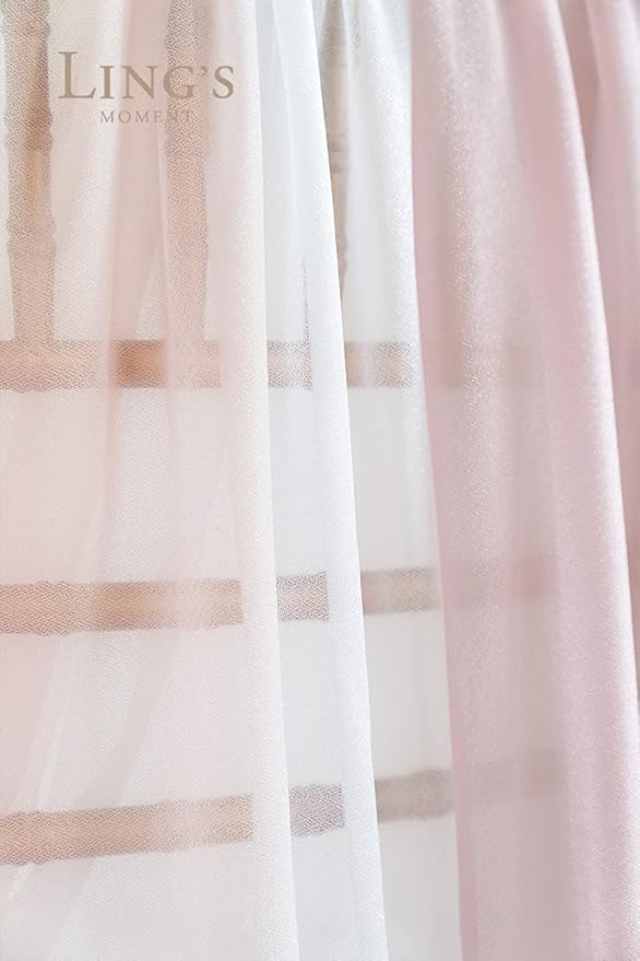 Ling's Moment Wedding Arch Draping Fabric 3 Panels 20Ft Chiffon Fabric, Sheer Hanging Drapes Arrangement for Wedding Ceremony Backdrop Outdoors Party Swag Home Decor (Dusty Rose & White & Blush)