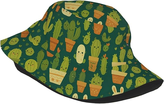 Cute Potted Cactus Bucket Hat Novelty Sun Hats Trendy Fisherman Cap for Men and Women