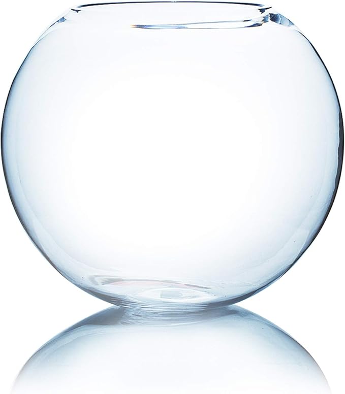 WGV Large Bowl Glass Vase, Diameter 16", Height 14", (Multiple Sizes Choices) Clear Huge Round Bubble Vase Jar, Floral Planter Terrarium for Wedding Event Home Decor, 1 Piece (VBW1614)