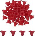 Crafans 50Pcs Frosted Acrylic Flower Beads for Christmas Red Floral Pendants Trumpet Flower Bead Caps Loose End Spacer Beads for Jewelry Making Supplies 17.5x12x1.5mm