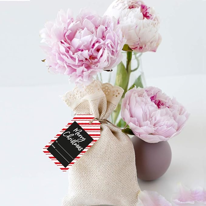 Andaz Press Christmas Holiday Season Classic Gift Tags, Merry Christmas to from and Wishing You A Happy Holiday Season, Candy Cane Striped Design, for Holiday Events, Parties, and Favors, 60-Pack