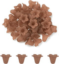 Crafans 50Pcs Frosted Acrylic Flower Beads Chocolate Floral Pendants Trumpet Flower Bead Caps Loose End Spacer Beads for Jewelry Making Supplies 16x12x1.5mm