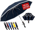 4-in-1 Inverted Travel Umbrella Compact, Automatic Large Umbrellas for Rain & Sun, Portable Windproof Umbrella for Backpack, Reverse Folding Umbrella for UV with Reflective Strips,Lightweight