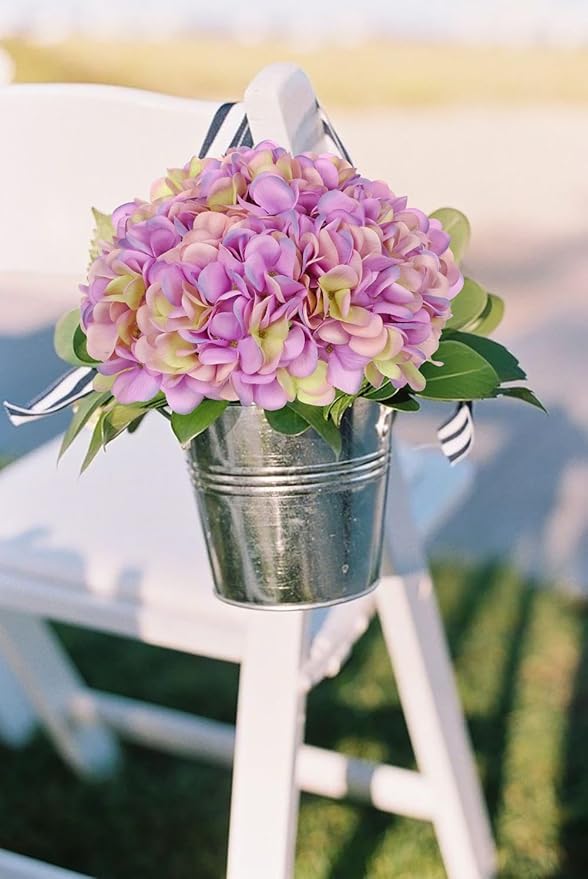 Hollyone 6 Pcs Purple Hydrangea Artificial Flowers Heads with Stems Silk Faux Hydrangea Purple Fake Flowers for Home Indoor Outdoor DIY Floral Wedding Flower Bouquets Kitchen Table Centerpiece Decor