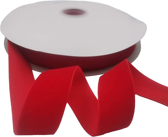 Nylon Velvet Ribbon Single Faced,1 Inch X 25Yards Spool (Red)