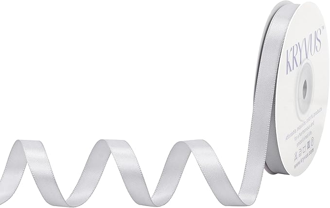 Silver Satin Ribbon, Double Faced 3/8 Inch X 25 Yards Silver Ribbon, Premium Satin Ribbon for Gift Wrapping, Crafts, Hair Bow Making, Sewing, Flower Bouquet, Wedding Party Decor