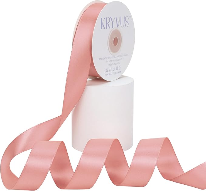 Rose Gold Satin Ribbon, Double Faced 1 Inch X 25 Yards Rose Gold Ribbon, Premium Satin Ribbon for Gift Wrapping, Crafts, Hair Bow Making, Sewing, Flower Bouquet, Wedding Party Decor
