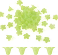 Crafans 50Pcs Frosted Acrylic Flower Beads 17.5x12x1.5mm Transparent Floral Pendants Clear Flower Bead Caps Loose End Spacer Beads for Jewelry Making (Green)