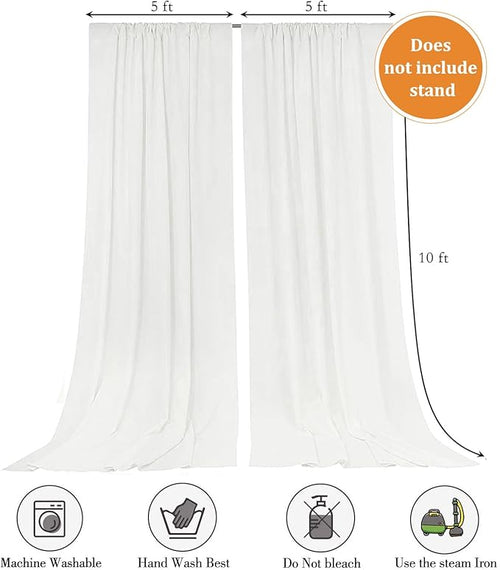 10 x 10 Feet Ivory Backdrop Curtain for Partie, Background Curtains for Photoshoot, Birthday, Wedding, Halloween, Thanksgiving, Christmas, New Year Party Decorations 5Ft x 10Ft, 2 Panels