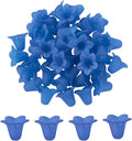 Crafans 50Pcs Blue Acrylic Flower Beads Frosted Floral Bead Caps Trumpet Flower Jewelry End Caps Loose Tulip Bell Spacer Bead Stopper for Crafts DIY Jewelry Making Supplies