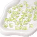 100PCS Glass Flower Beads for Jewelry Making 4 Petal Flower Bead Caps Gradient Cute Floral Beads Aesthetic Charms for Necklace Bracelets Earrings DIY Craft Home Decoration-Green