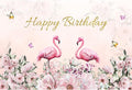 Renaiss 5x3ft Happy Birthday Backdrop Pink Flamingo Theme Birthday Party Photography Background for Girls Daughter Flower Butterfly Cake Table Banner Decor Studio Portrait Pink Photo Props