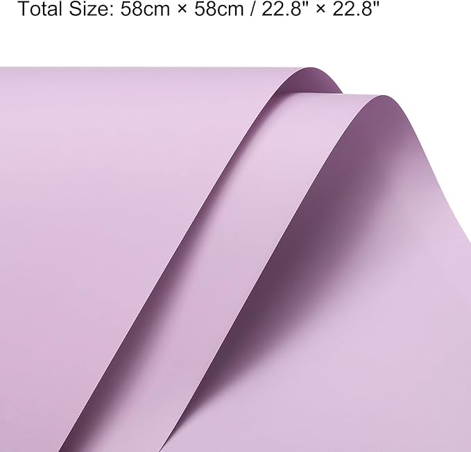 MECCANIXITY Pearlescent Film Flower Wrapping Paper 22.8x22.8 Inch Waterproof for DIY Crafts, Gift/Gift Box Packaging Light Purple 10 Pcs
