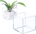 Kamehame Clear Vase 2 Pcs Acrylic Vase, 5"x5"x5" Succulent Pots Planters, Square Cube Vases for Centerpieces, Flower Vase for Home Office Wedding Floral Decor