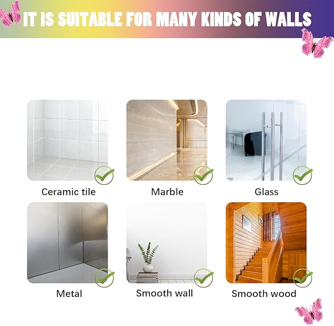 SAOROPEB 3D Butterfly Wall Decor, 24 Pcs Double Layer Butterfly Decorations for Party Decorations Locker Decor Refrigerator Decal, Reusable (Pink)