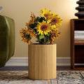 13.8" Tall Solid Wood Floor Vase for Living Room Decor – Handcrafted Rustic Wooden Vase with Natural Wood Strips, Farmhouse Boho Home Decor for Bedroom, Office, Dining Table Centerpiece