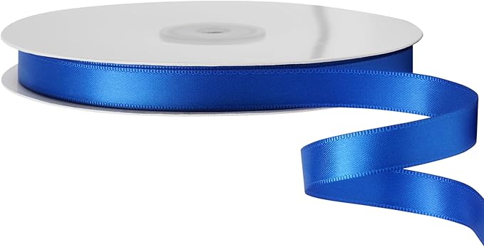 LIUYAXI Blue Satin Ribbon, Double Faced 1/2" X Continuous 25 Yards Ribbons Perfect for Gift Wrapping Bows Bouquet Wedding Craft and More