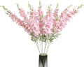 8PCS Pink Delphinium Artificial Flowers 33.5in Long Stem Larkspur Fake Silk Flowers for Tall Vase Faux Flowers for Home Wedding Baby Shower Floral Arrangement Centerpiece Table Decoration (Pink)